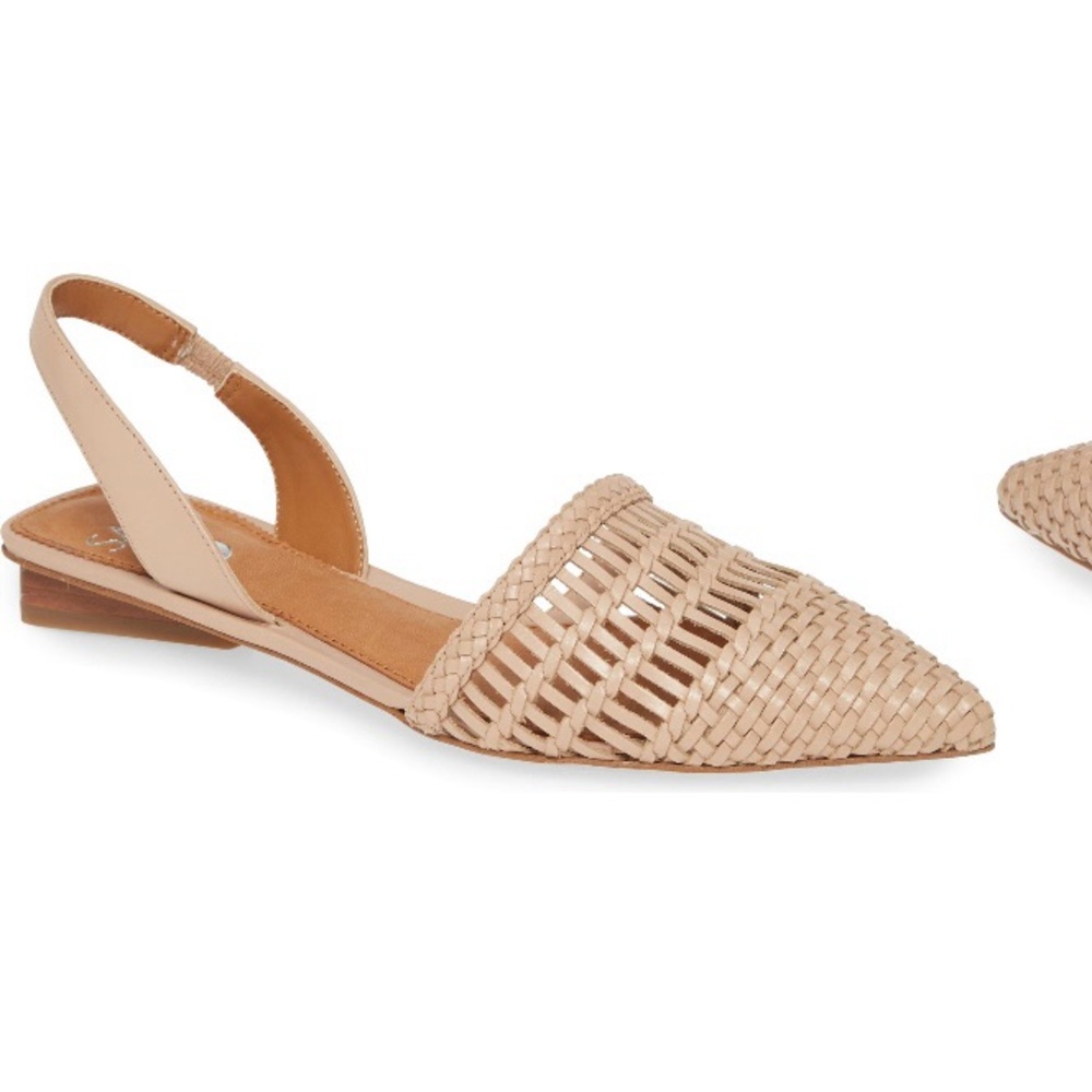Elegant Tan Woven Slingback Flats. Sarto by Franco Sarto. Size 6.5